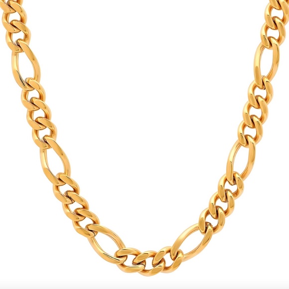 18K GOLD PLATED STAINLESS STEEL CUABN NECKLACE - Picture 1 of 1